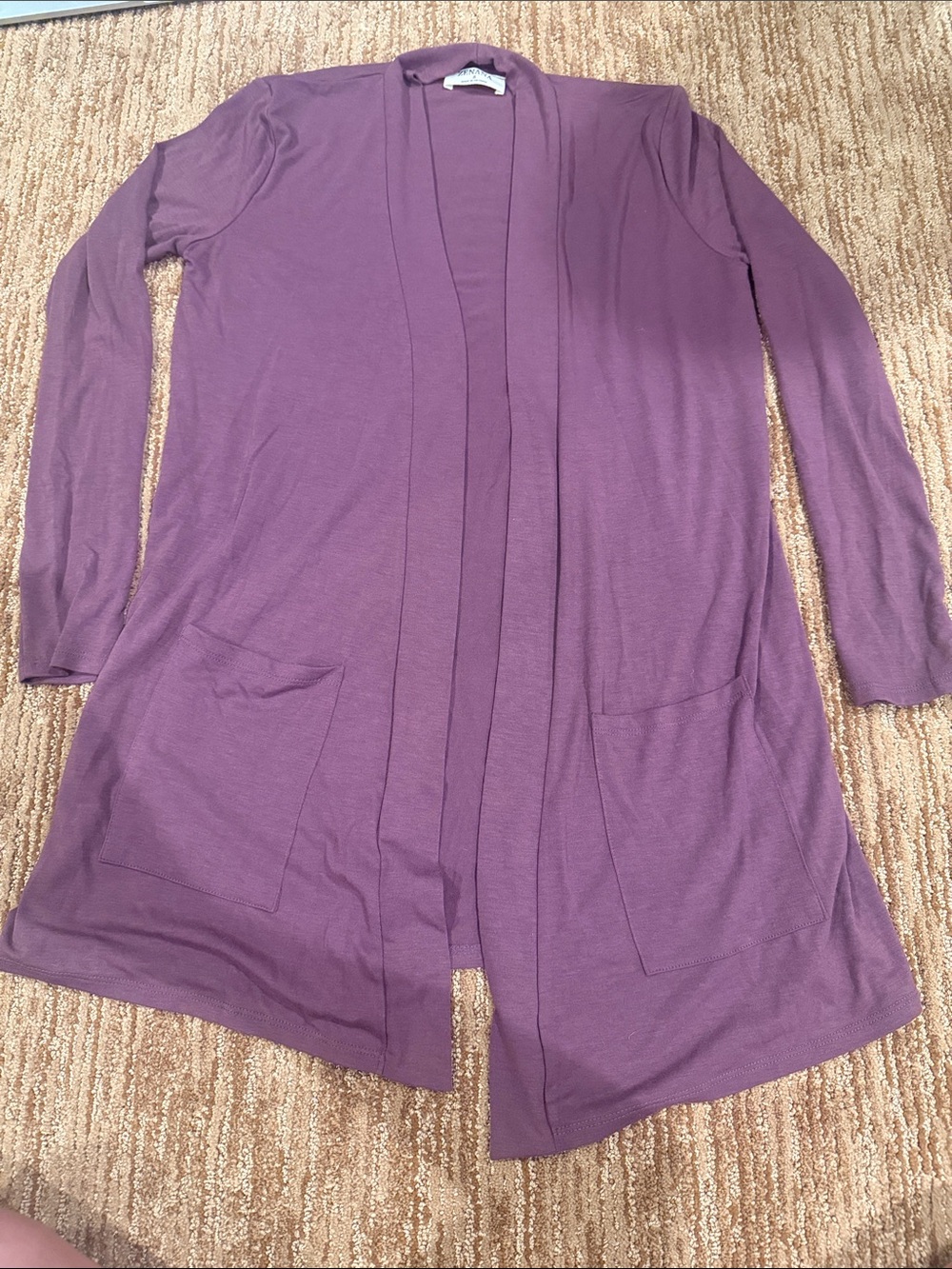 Open-Front Longline Cardigan in Plum